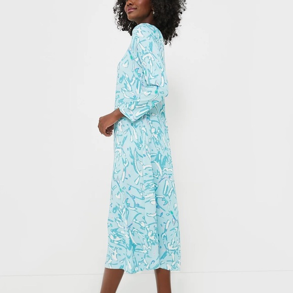 Tuckernuck HYACINTH HOUSE Blue Abstract Hattie Midi Dress - Picture 3 of 14